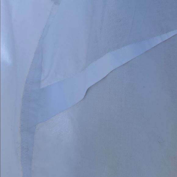 JCrew Tipped Button-Back Bell Sleeve White Cotton Top with blue trim - Picture 11 of 13